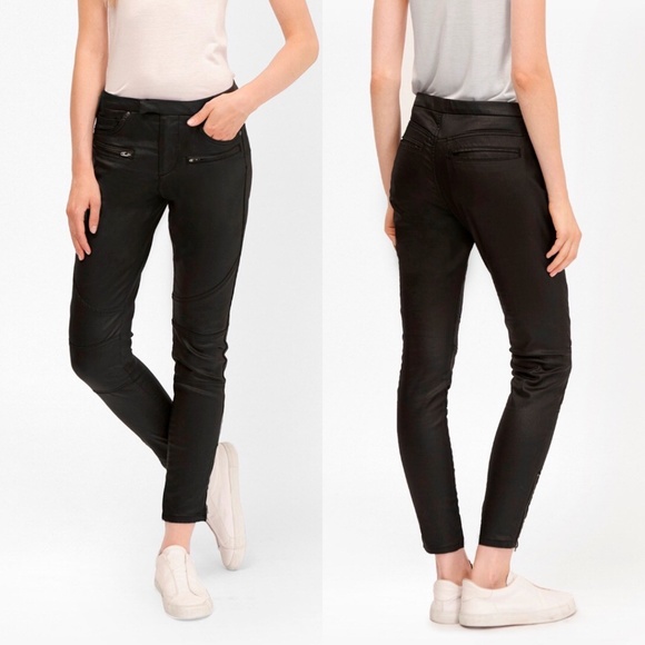 FCUK The ReboundSkinny Leather Look Moto Jeans Zip - Picture 2 of 8